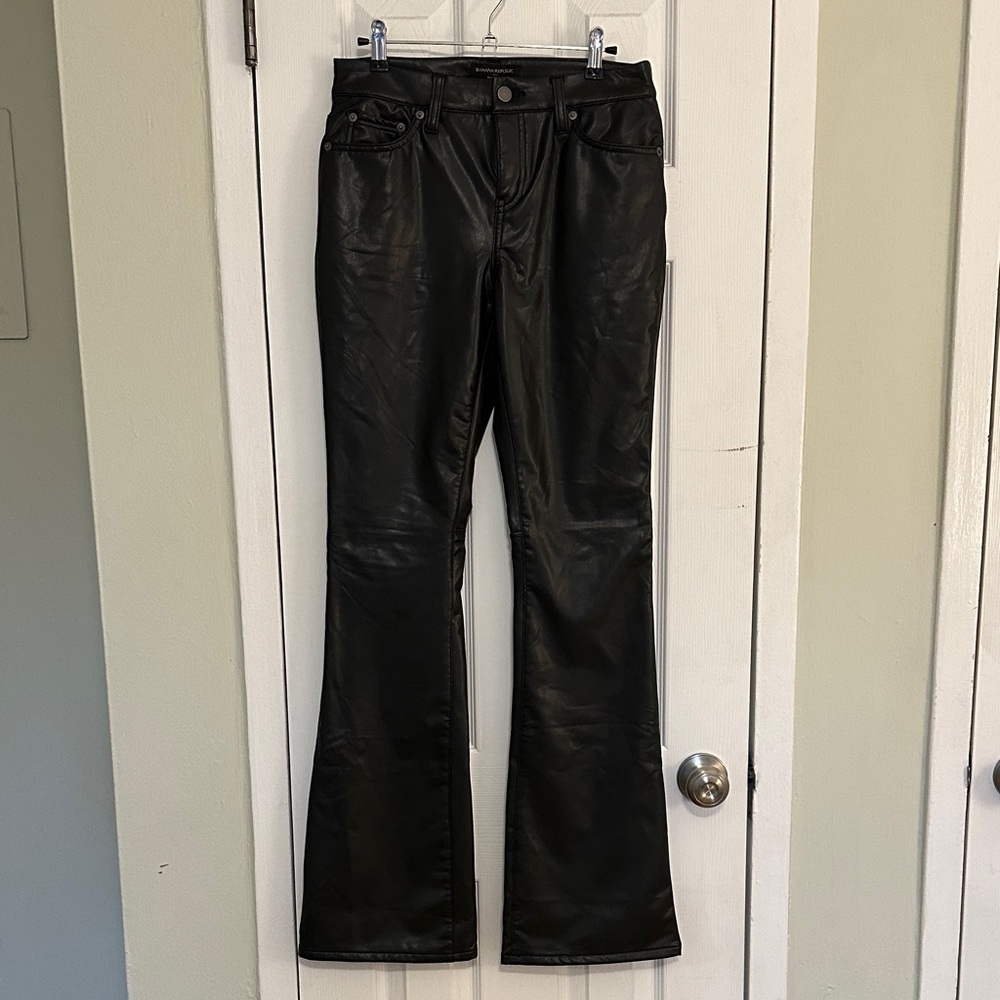 Banana Republic Black Flare Faux Leather Pants